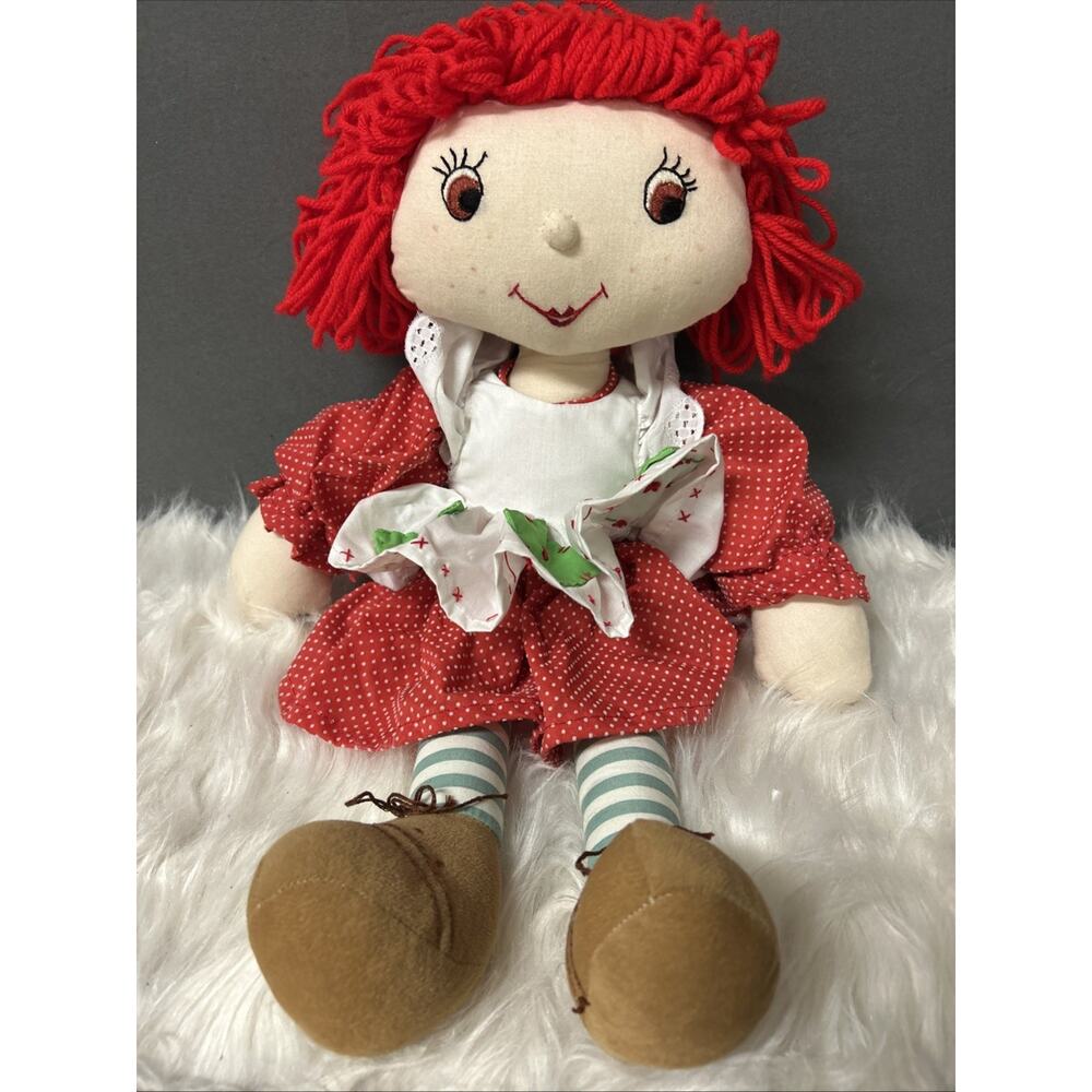 Vintage Handmade Strawberry Shortcake Doll Hand Embroidered Rag Doll 18 Inches
